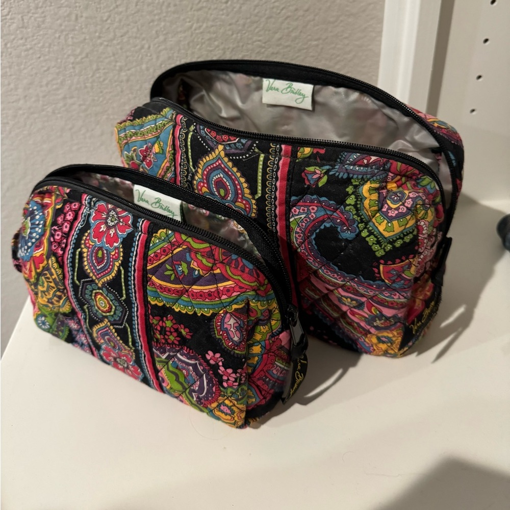 2 Vera Bradley Lined Cosmetic Cases